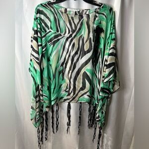 RAFAEL Green and Black Zebra Print Top